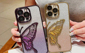 Cantabay Glitter Candy Electroplated Butterfly Lens Protection Case Cover For iPhone 11 12 13 14 15 Plus Pro Max