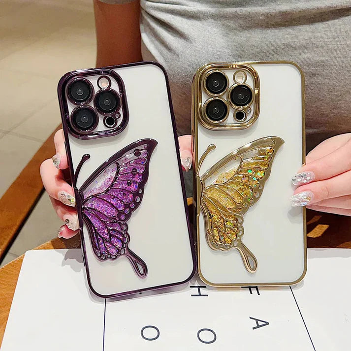 Cantabay Plating Dream Butterfly Clear Case Cover For iPhone 11 12 13 14 15 Plus Pro Max