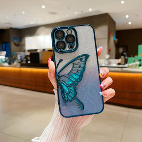 Cantabay Glitter Candy Electroplated Butterfly Lens Protection Case Cover For iPhone 11 12 13 14 15 Plus Pro Max