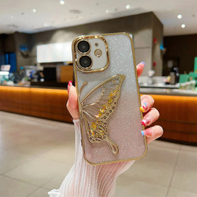 Cantabay Glitter Candy Electroplated Butterfly Lens Protection Case Cover For iPhone 11 12 13 14 15 Plus Pro Max