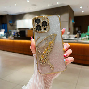 Cantabay Glitter Candy Electroplated Butterfly Lens Protection Case Cover For iPhone 11 12 13 14 15 Plus Pro Max