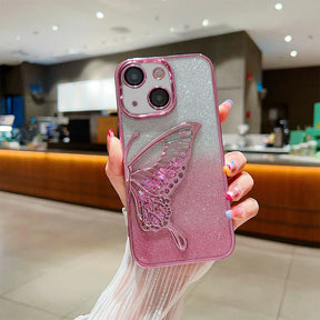 Cantabay Glitter Candy Electroplated Butterfly Lens Protection Case Cover For iPhone 11 12 13 14 15 Plus Pro Max