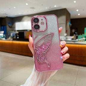 Cantabay Glitter Candy Electroplated Butterfly Lens Protection Case Cover For iPhone 11 12 13 14 15 Plus Pro Max