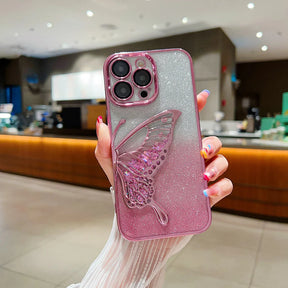 Cantabay Glitter Candy Electroplated Butterfly Lens Protection Case Cover For iPhone 11 12 13 14 15 Plus Pro Max