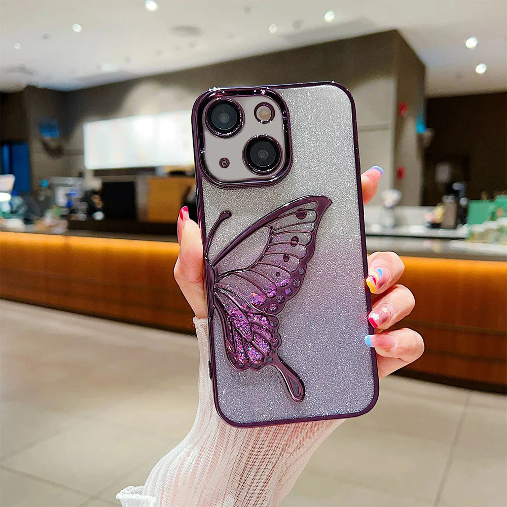 Cantabay Glitter Candy Electroplated Butterfly Lens Protection Case Cover For iPhone 11 12 13 14 15 Plus Pro Max