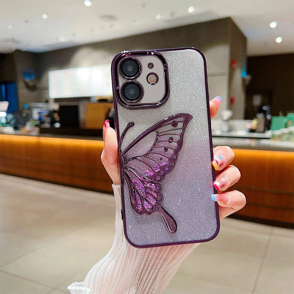 Cantabay Glitter Candy Electroplated Butterfly Lens Protection Case Cover For iPhone 11 12 13 14 15 Plus Pro Max